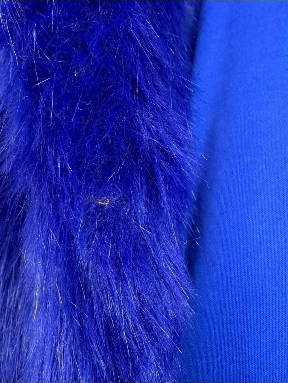 Fashion Nova Royal Blue Faux Fur Cropped Jacket Size Small Open Front - Picture 7 of 12